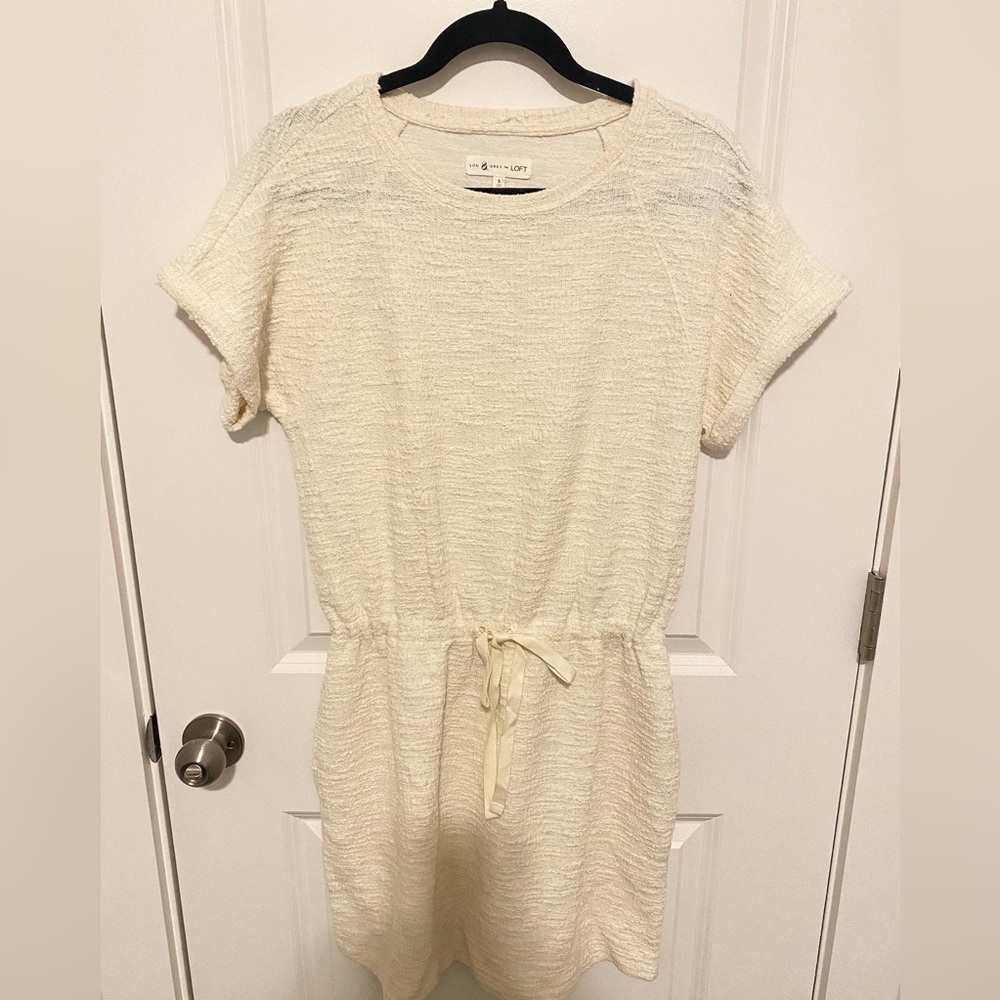 TAGS ON Lou & Grey textured tie-waist dress in cream - S